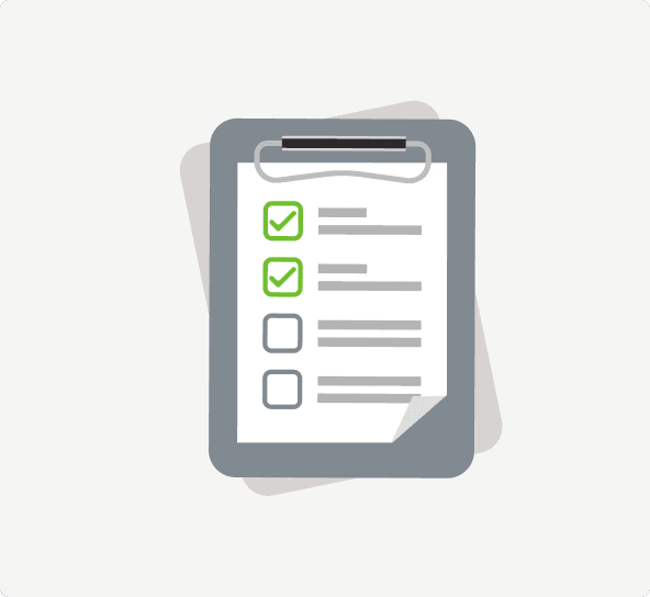 Clipboard with checklist showing completed and pending compliance items